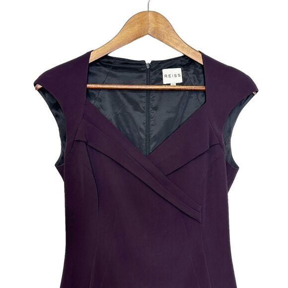 REISS Mora Fitted Pencil Midi Dress with Cap Sleeve Grape Size 6 - Picture 7 of 15